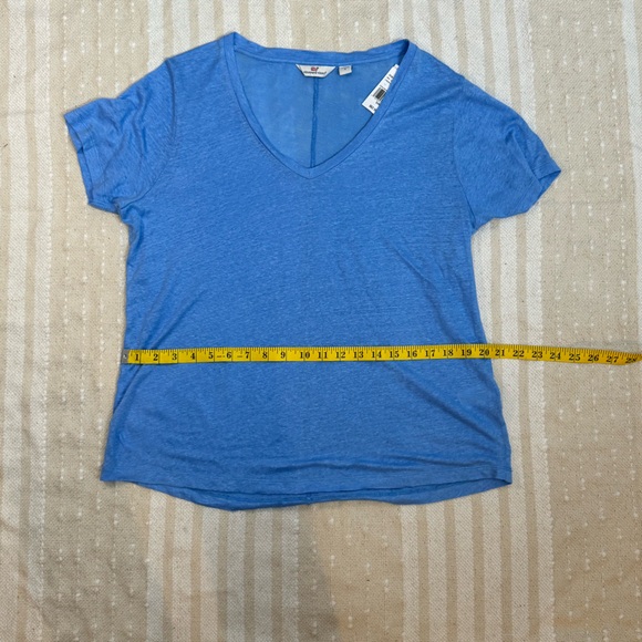 Vineyard Vines Blue 100% Linen v neck t shirt size small - Picture 8 of 9